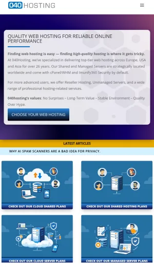 040Hosting Shared and Managed Web Hosting screenshot