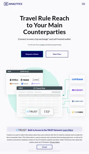 21 Analytics Travel Rule Compliance Software for Crypto Businesses screenshot