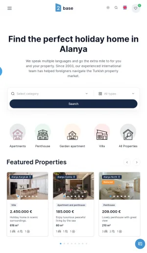 2Base Real Estate Agency in Alanya, Turkey screenshot