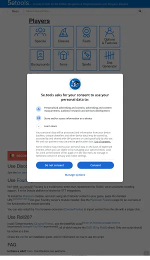 5etools for Dungeons and Dragons 5th Edition screenshot