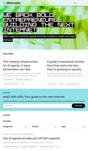 a16z Crypto Venture Fund for Web3 and Blockchain Startups screenshot