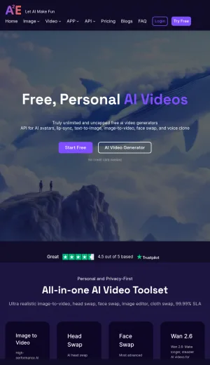A2E AI Video and Image Creation Platform screenshot