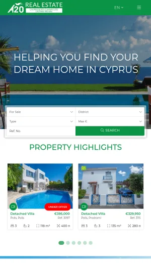 A20 Real Estate Cyprus Property Sales and Listings screenshot