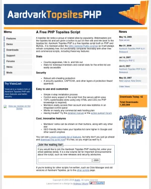 Aardvark Topsites PHP Rank Site Script screenshot