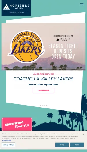 Acrisure Arena in Palm Springs and Coachella Valley screenshot