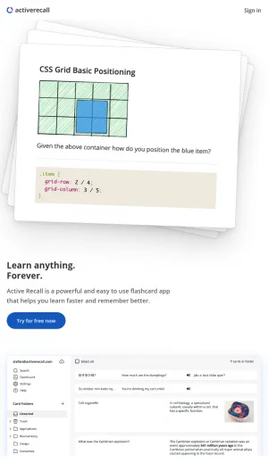 Active Recall Flashcard and Note Taking Study App screenshot