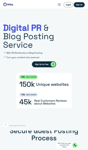 Adsy Guest Posting and SEO Content Placement Platform screenshot