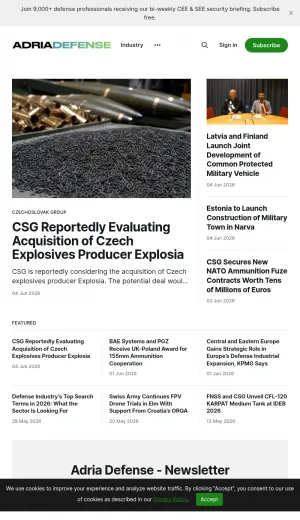 AdriaDefense Daily Defense News and Industry Intelligence screenshot