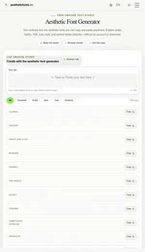 Aesthetic Font Generator for Stylish Unicode Text screenshot