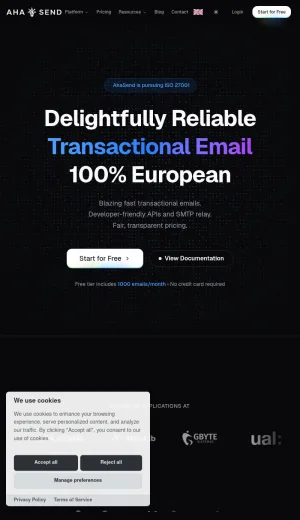 AhaSend Transactional Email Delivery Platform for Developers screenshot