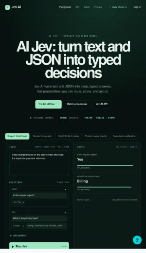 AI Jev: Typed Decision AI for Structured Outputs screenshot
