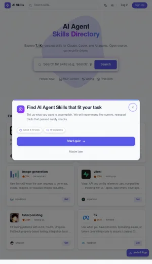 AI Agent Skills Directory and Marketplace screenshot