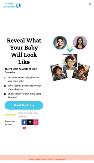 AI Future Baby Face Generator and Personality Report screenshot