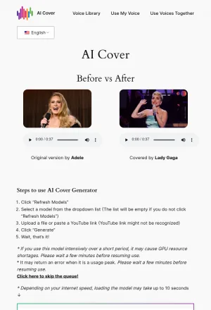 AI Song Cover Generator and Voice Cloning Tool screenshot