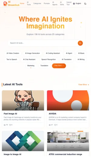 AI Dreamhub: Curated Directory of AI Tools and Applications screenshot