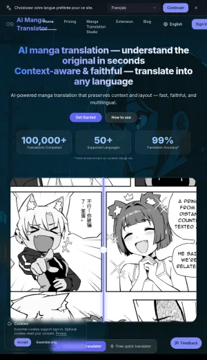 AI Manga and Comic Translation Tool screenshot
