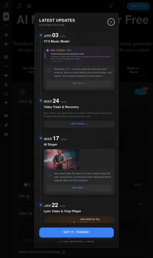 AI Music Generation Platform for Songs, Lyrics, and Audio screenshot