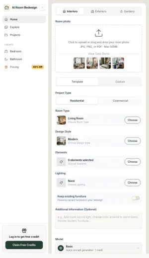 AI Room and Interior Design Visualization Tool screenshot
