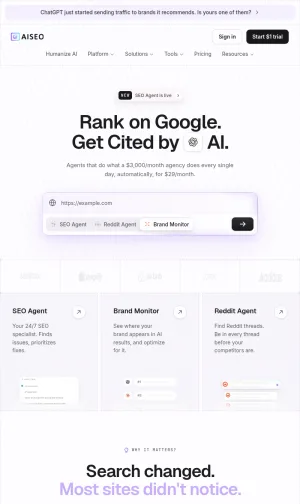 AISEO for AI Search Visibility and SEO Optimization screenshot