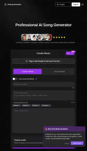 AI Song Generator for Custom Music and Lyrics screenshot