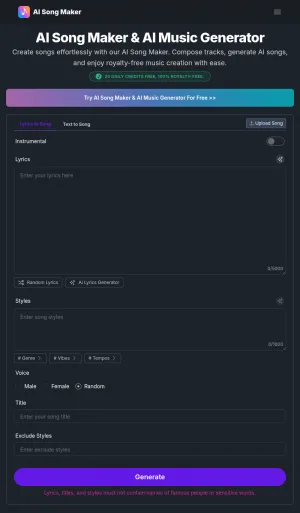 AI Song Maker for Music and Song Creation screenshot