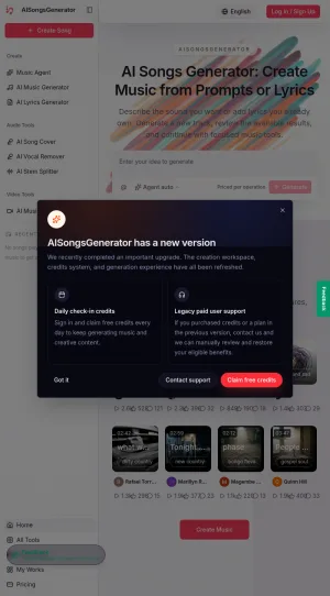 AI Songs Generator for Music, Lyrics, and Audio Tools screenshot