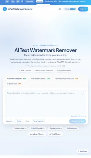 AI Text Watermark Remover and Cleanup Tool screenshot