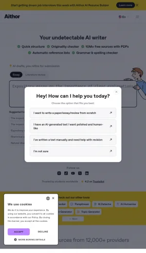 Aithor AI Essay Writer and Research Assistant screenshot