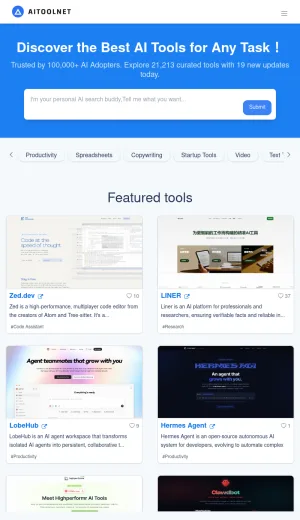 Aitoolnet AI Tools Directory and Search Engine screenshot