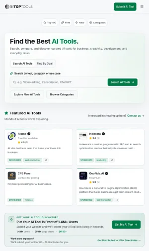 AITopTools AI Tools Directory screenshot