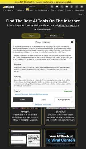 AI Trendz Directory of AI Tools and Resources screenshot