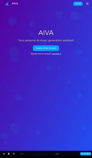 AIVA AI Music Generator and Composition Software screenshot