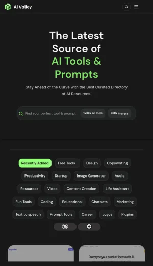 AI Valley Curated Directory of AI Tools and Prompts screenshot