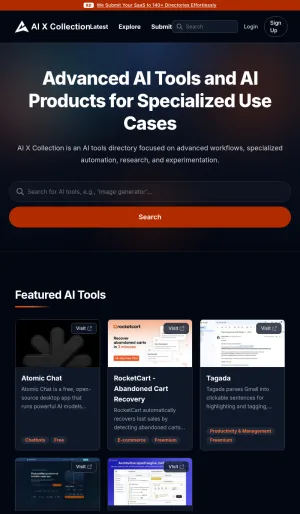 AI Tools and Specialized Products Directory screenshot