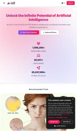 AILab Tools AI Photo Editing and Image Transformation Platform screenshot