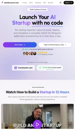 No-Code Course for Building AI SaaS Startups screenshot