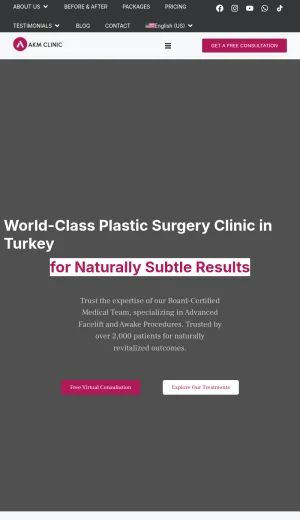 AKM Clinic Plastic and Cosmetic Surgery in Turkey screenshot