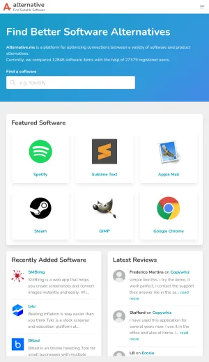 Software and Product Alternatives Directory screenshot