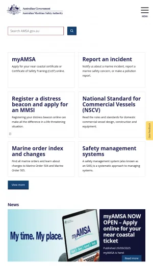 Australian Maritime Safety Authority screenshot