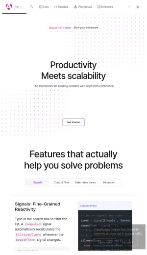 Angular Web Application Framework Documentation screenshot