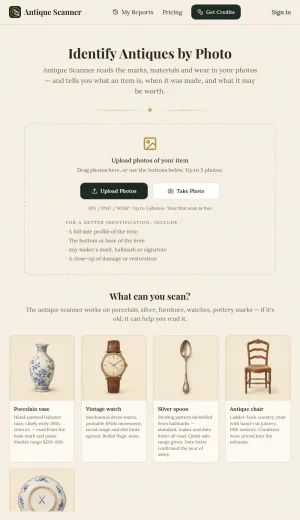 AI Antique and Collectible Photo Identification Scanner screenshot