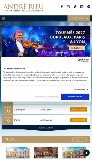 Andre Rieu Official Concert and World Tour Website screenshot
