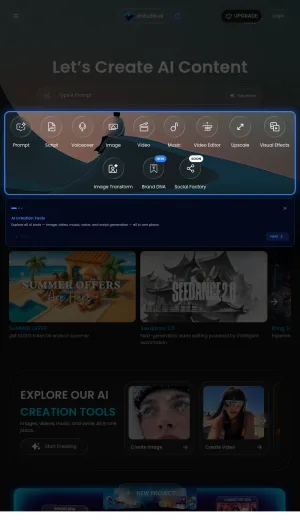 ALStudio.ai AI Content Creation Dashboard screenshot