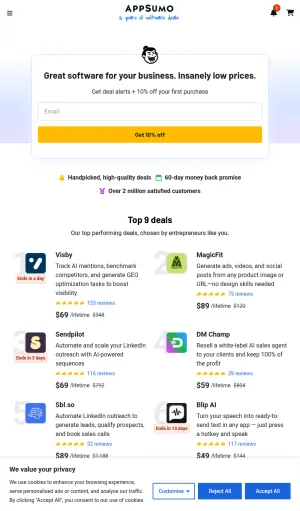 AppSumo Software Deals Marketplace screenshot