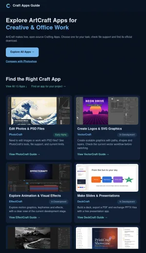 ArtCraft Free Open Source Creative and Office Apps Guide screenshot