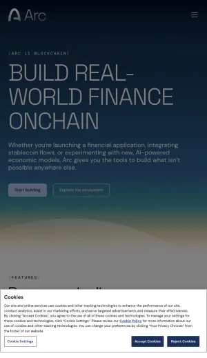 Arc Stablecoin Native Layer 1 Blockchain for Internet Finance screenshot