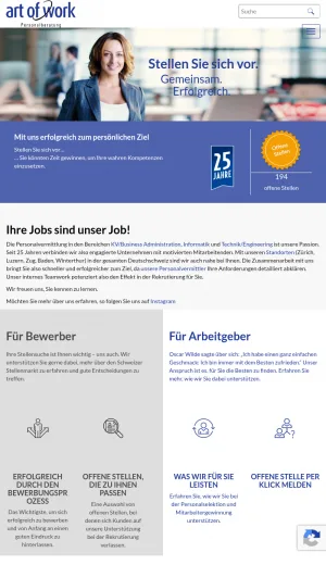 Art of Work Swiss Recruitment and Staffing Agency screenshot