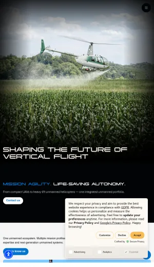 Ascent AeroSystems Coaxial UAVs and Unmanned Helicopter Platforms screenshot