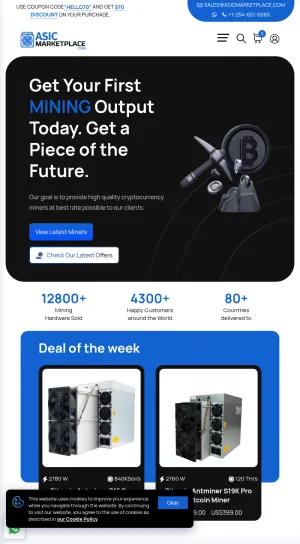 Asic Marketplace for Cryptocurrency Mining Hardware screenshot