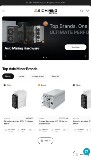 Asic Mining Central ASIC Miners and Hardware Retailer screenshot